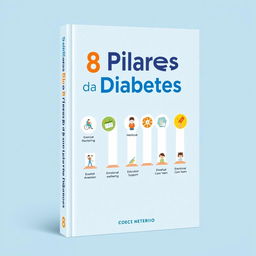 A visually appealing book cover for a health guide titled '8 Pilares da Diabetes'