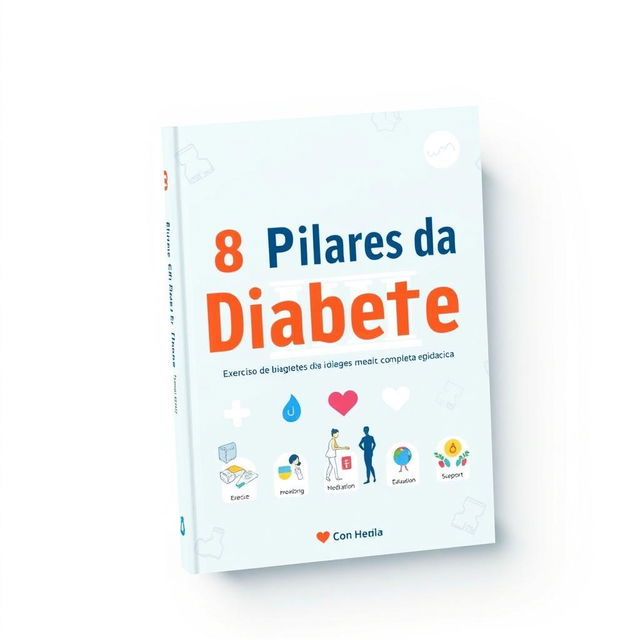 A visually appealing book cover for a health guide titled '8 Pilares da Diabetes'