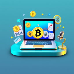 A sleek and modern 3D icon representing a 'Crypto News Blogger'