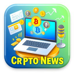 A sleek and modern 3D icon representing a 'Crypto News Blogger'