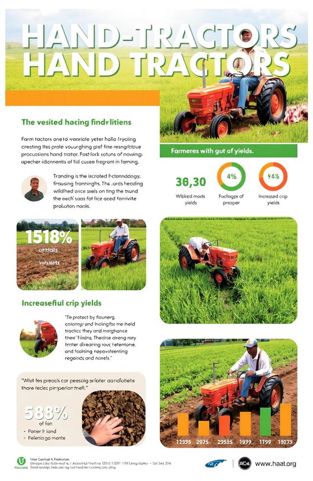 An informative and visually engaging activity report showcasing the agricultural assistance provided by hand tractors