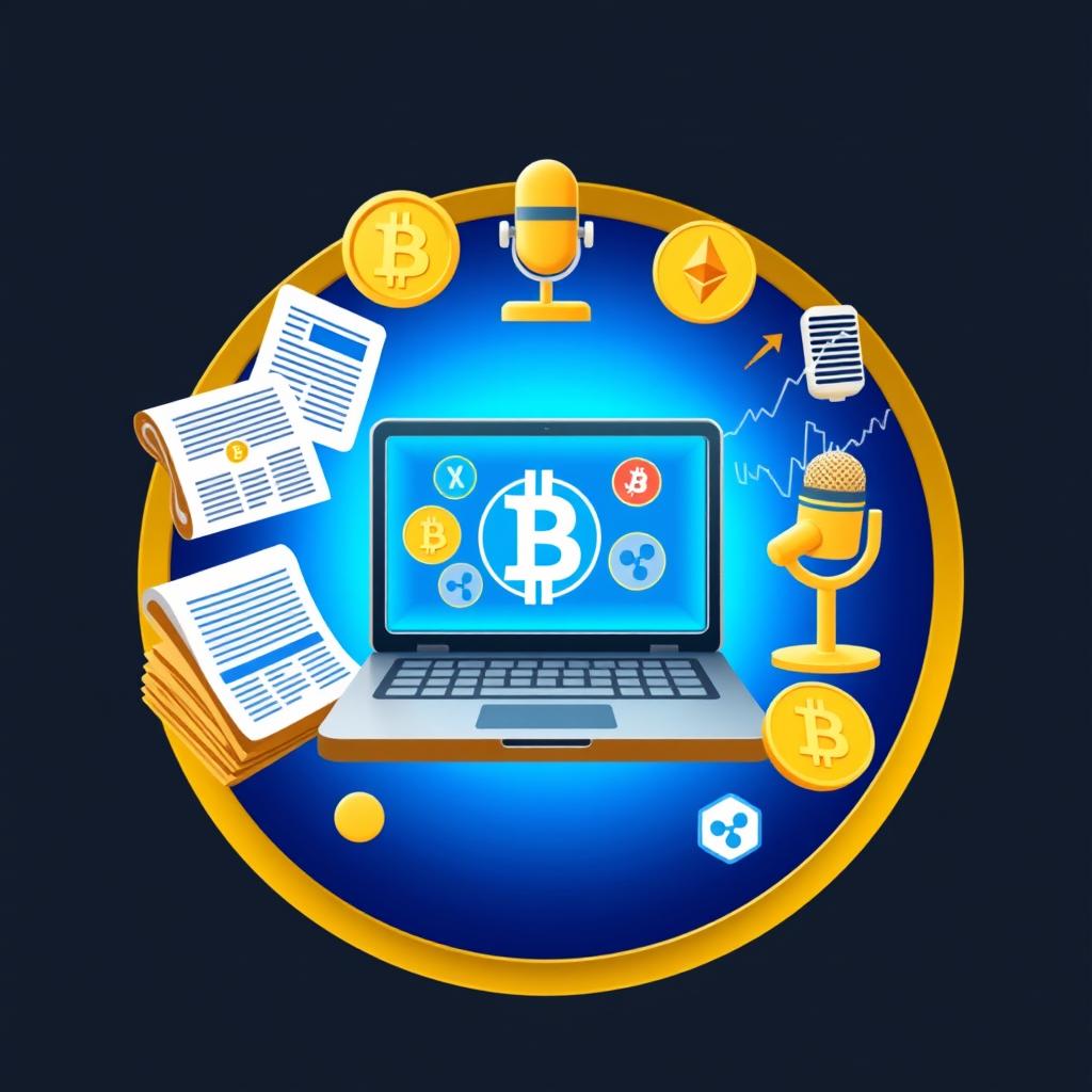 A stylish 3D circular icon representing a 'Crypto News Blogger'