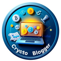 A stylish 3D circular icon representing a 'Crypto News Blogger'