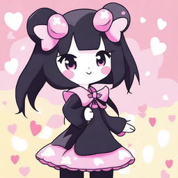 A high-quality digital art image featuring Kuromi from 'Onegai My Melody', depicted in her iconic style against a vibrant pastel background