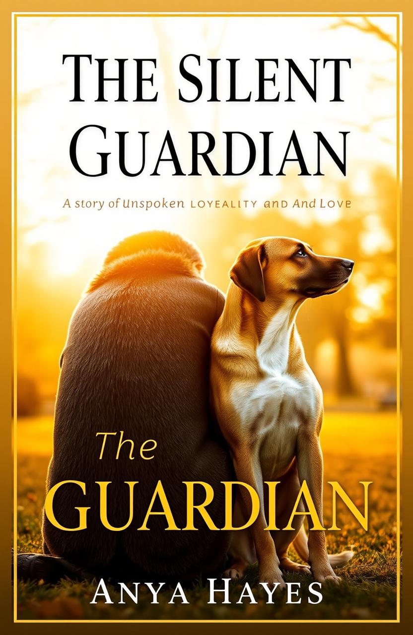 An elegant eBook cover for 'The Silent Guardian' featuring a strong yet gentle dog sitting protectively beside a man in his mid-30s