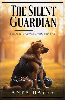 An elegant eBook cover for 'The Silent Guardian' featuring a strong yet gentle dog sitting protectively beside a man in his mid-30s