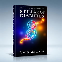 A captivating book cover design featuring the number '8' shaped like a DNA helix, symbolizing the connection between genetics and diabetes