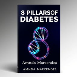 A captivating book cover design featuring the number '8' shaped like a DNA helix, symbolizing the connection between genetics and diabetes