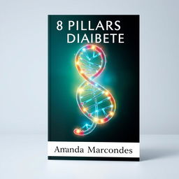 A captivating book cover design featuring the number '8' shaped like a DNA helix, symbolizing the connection between genetics and diabetes
