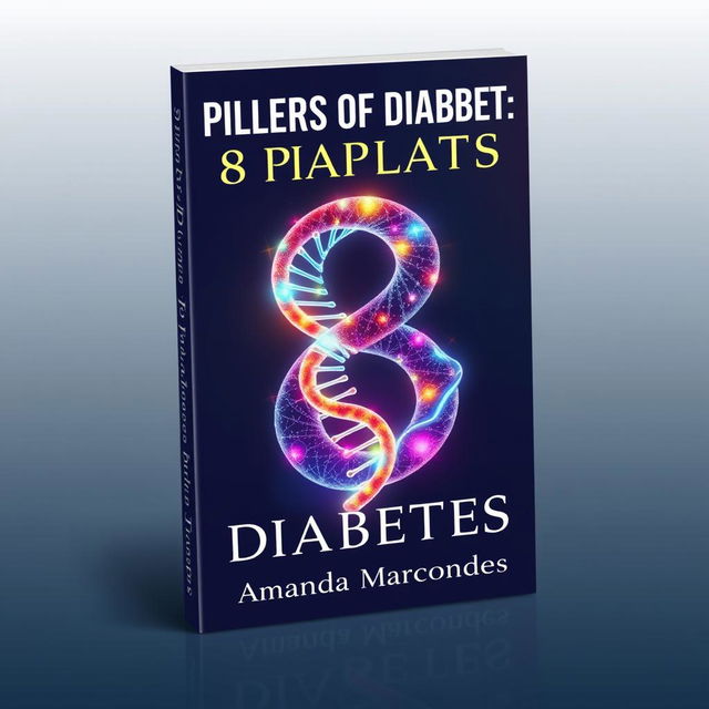 A captivating book cover design featuring the number '8' shaped like a DNA helix, symbolizing the connection between genetics and diabetes