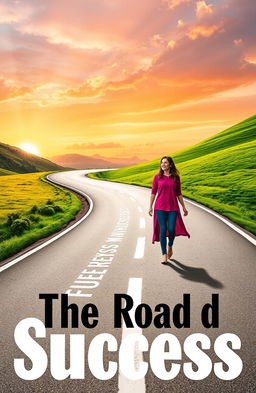 A symbolic representation of 'The Road to Success' with a serene landscape featuring a winding road that symbolizes life's journey
