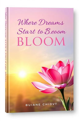 A captivating book cover for a self-development novel titled 'Where Dreams Start to Bloom'