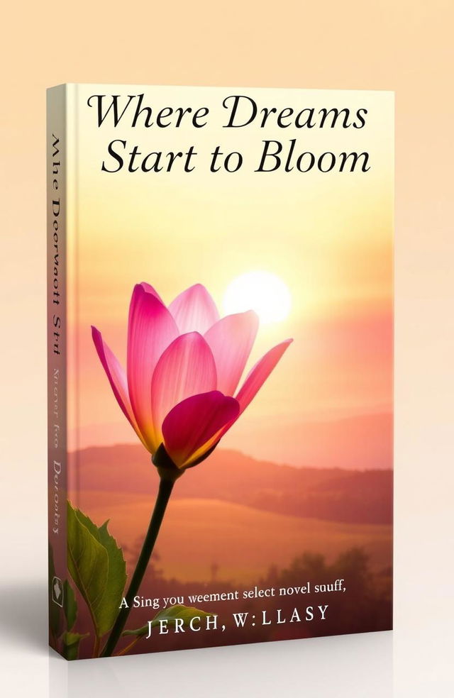 A captivating book cover for a self-development novel titled 'Where Dreams Start to Bloom'