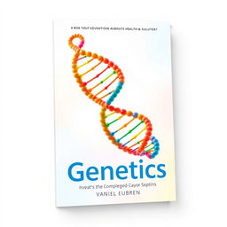 A vibrant book cover design featuring the number '8' elegantly rendered from a DNA double helix