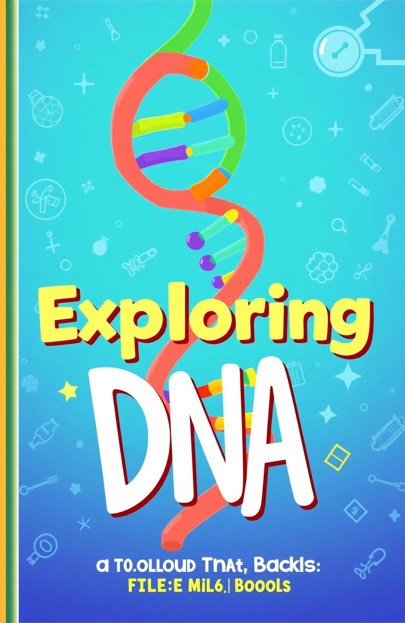 A vibrant and engaging cover design for a pop-up book about DNA, featuring a colorful, stylized DNA double helix spiraling upwards