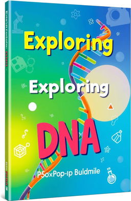 A vibrant and engaging cover design for a pop-up book about DNA, featuring a colorful, stylized DNA double helix spiraling upwards