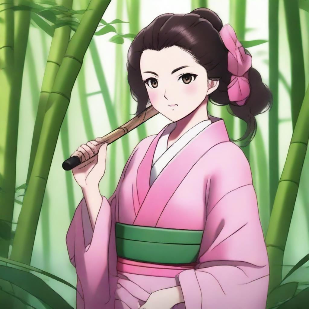 A high-quality digital art image of Nezuko Kamado from 'Demon Slayer'