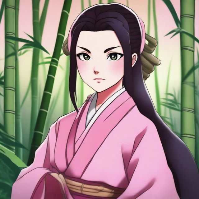 A high-quality digital art image of Nezuko Kamado from 'Demon Slayer'