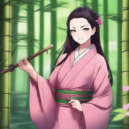 A high-quality digital art image of Nezuko Kamado from 'Demon Slayer'