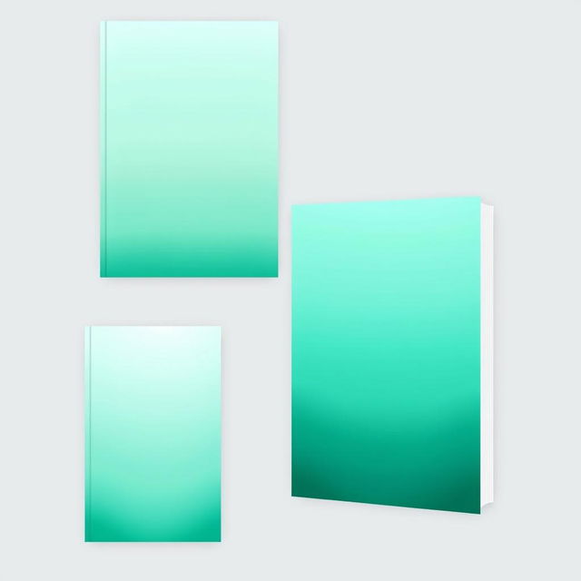 A collection of three book covers, each designed with a smooth gradient of aqua green hues