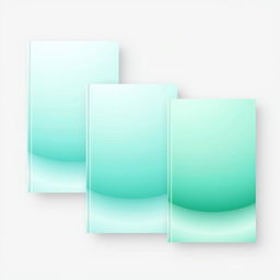 A collection of three book covers, each designed with a smooth gradient of aqua green hues