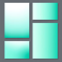 A collection of three book covers, each designed with a smooth gradient of aqua green hues
