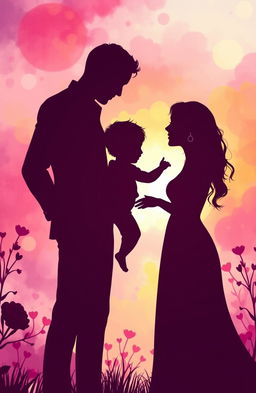 A romantic scene illustrating the silhouettes of a man, a woman, and a 2-year-old boy, symbolizing the rediscovery of love against life’s challenges