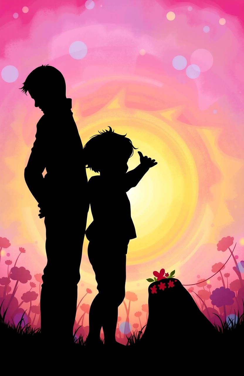 A romantic scene illustrating the silhouettes of a man, a woman, and a 2-year-old boy, symbolizing the rediscovery of love against life’s challenges