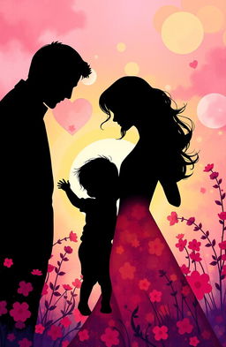 A romantic scene illustrating the silhouettes of a man, a woman, and a 2-year-old boy, symbolizing the rediscovery of love against life’s challenges