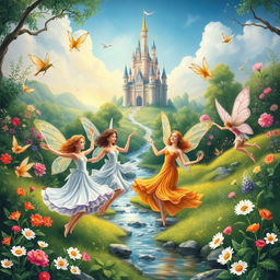 A visually stunning and completely unique book cover for a flower fairy book, featuring 60 elegant and beautifully illustrated flower fairies from around the world