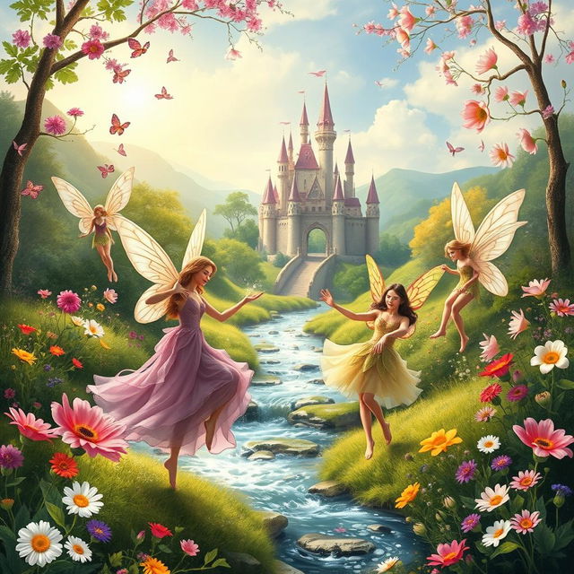 A visually stunning and completely unique book cover for a flower fairy book, featuring 60 elegant and beautifully illustrated flower fairies from around the world