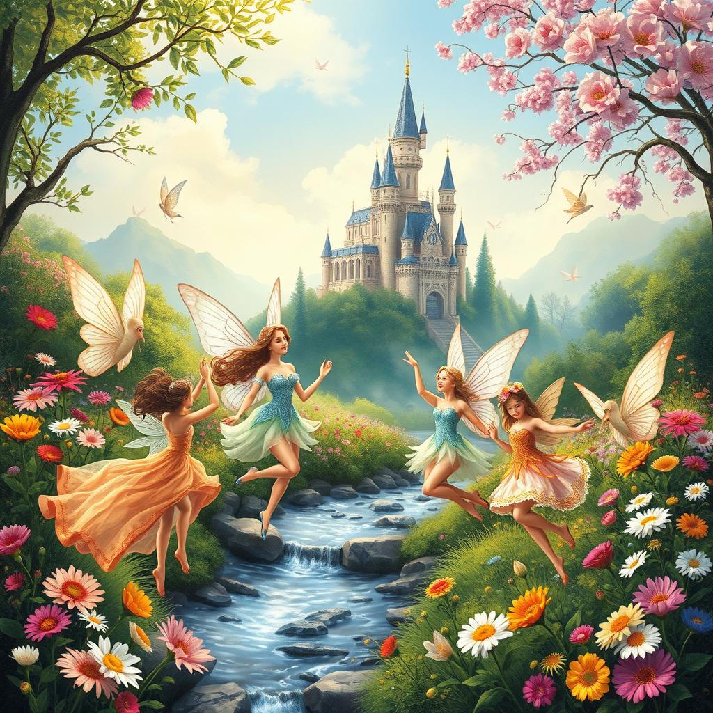 A visually stunning and completely unique book cover for a flower fairy book, featuring 60 elegant and beautifully illustrated flower fairies from around the world