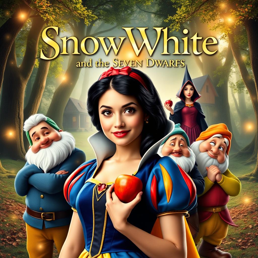 A live-action movie poster for 'Snow White and the Seven Dwarfs'