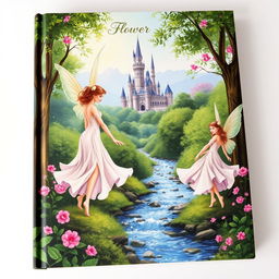 A visually stunning and unique book cover for a flower fairy book that intertwines positive affirmations
