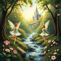 A visually stunning and unique book cover for a flower fairy book that intertwines positive affirmations