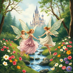A visually stunning and unique book cover for a flower fairy book that intertwines positive affirmations