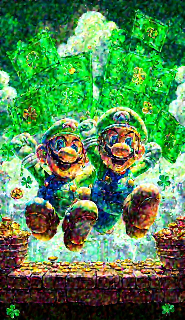 A 9:16 HD poster featuring Mario and Luigi from the Super Mario Brothers universe celebrating St