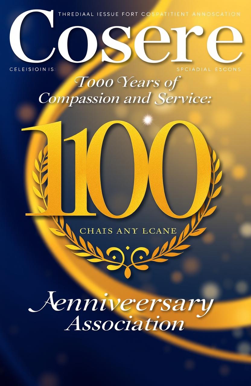 A vibrant and elegant cover design for a special issue commemorating the 100th anniversary of a charitable association