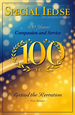 A vibrant and elegant cover design for a special issue commemorating the 100th anniversary of a charitable association