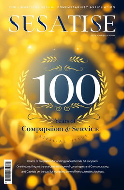 A vibrant and elegant cover design for a special issue commemorating the 100th anniversary of a charitable association