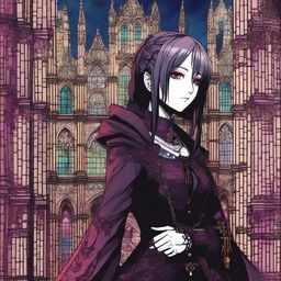 A high-quality digital art image that combines gothic and anime styles