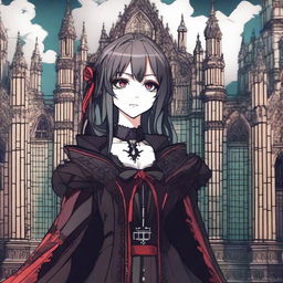 A high-quality digital art image that combines gothic and anime styles