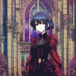 A high-quality digital art image that combines gothic and anime styles