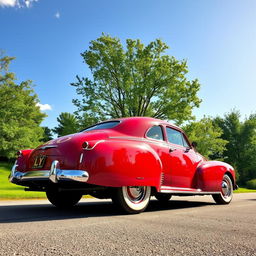 A fully detailed classic car showcasing the entire vehicle with a prominent flat 'LY' logo displayed on its side