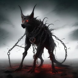 A high-quality digital art image of a gothic beast standing in a desolate landscape