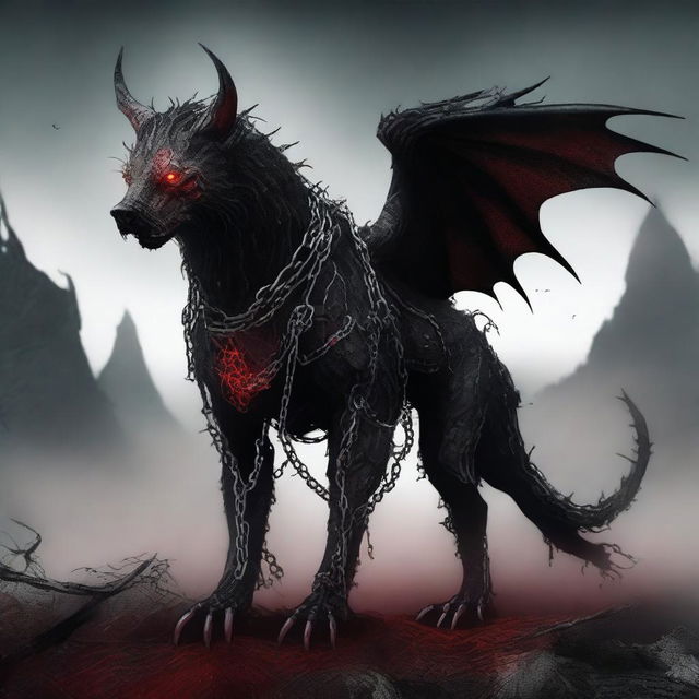 A high-quality digital art image of a gothic beast standing in a desolate landscape