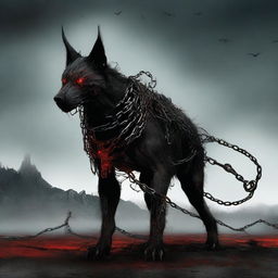 A high-quality digital art image of a gothic beast standing in a desolate landscape