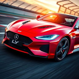 A beautiful sports car featuring a dynamic and aerodynamic design, prominently displaying the LY logo on the front grille