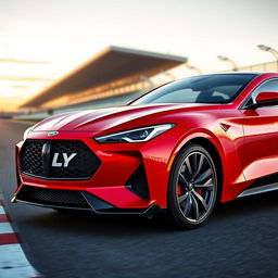 A beautiful sports car featuring a dynamic and aerodynamic design, prominently displaying the LY logo on the front grille