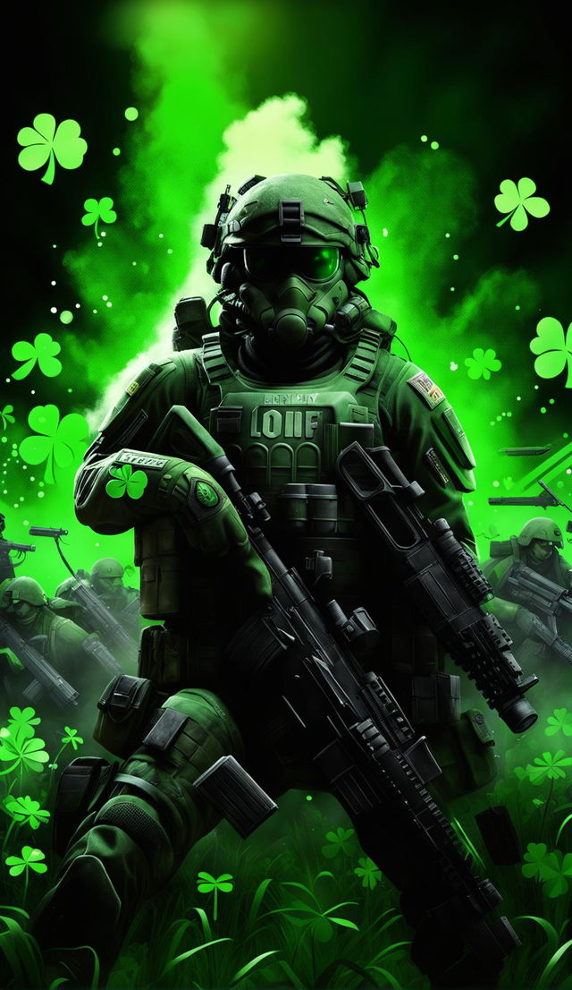 A high-definition poster for a Call of Duty-style game with a St